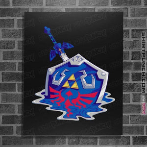 Daily_Deal_Shirts Posters / 4"x6" / Black Melting Shield and Sword