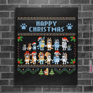 Daily_Deal_Shirts Posters / 4"x6" / Black Happy Bluey Christmas