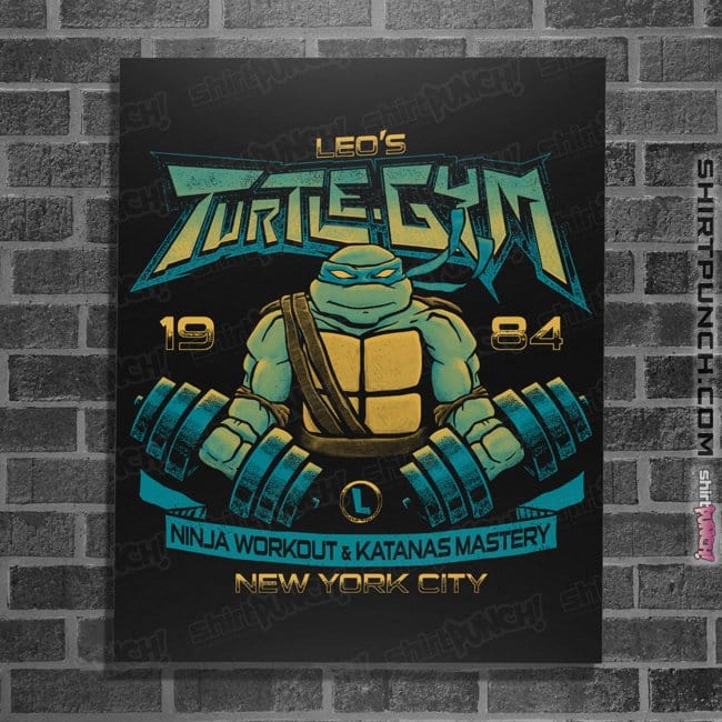 Daily_Deal_Shirts Posters / 4"x6" / Black Leo's Turtle Gym