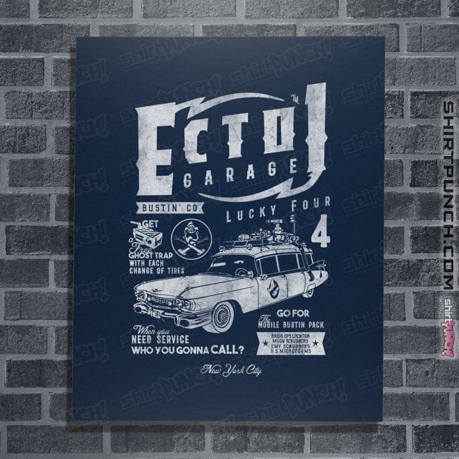 Secret_Shirts Posters / 4"x6" / Navy ECTO-1 Garage