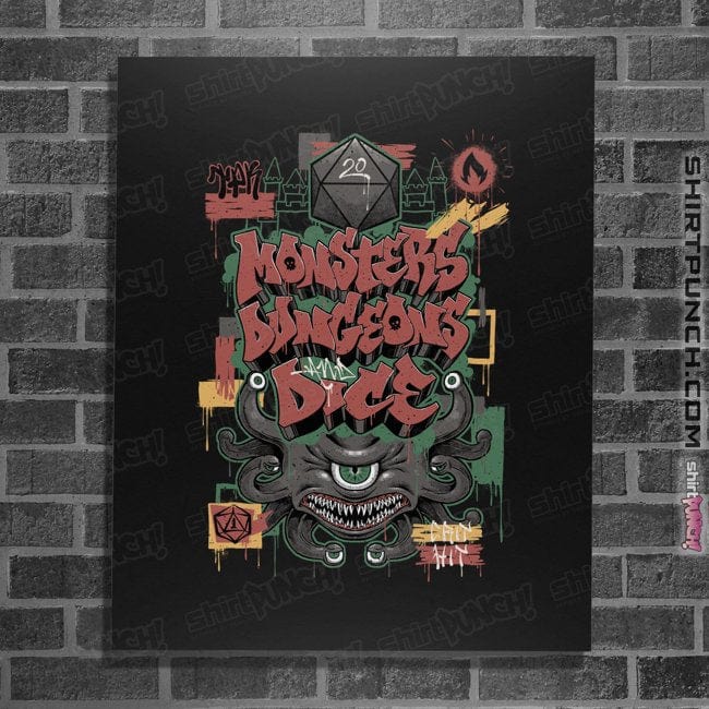 Daily_Deal_Shirts Posters / 4"x6" / Black Monsters, Dungeons & Dice