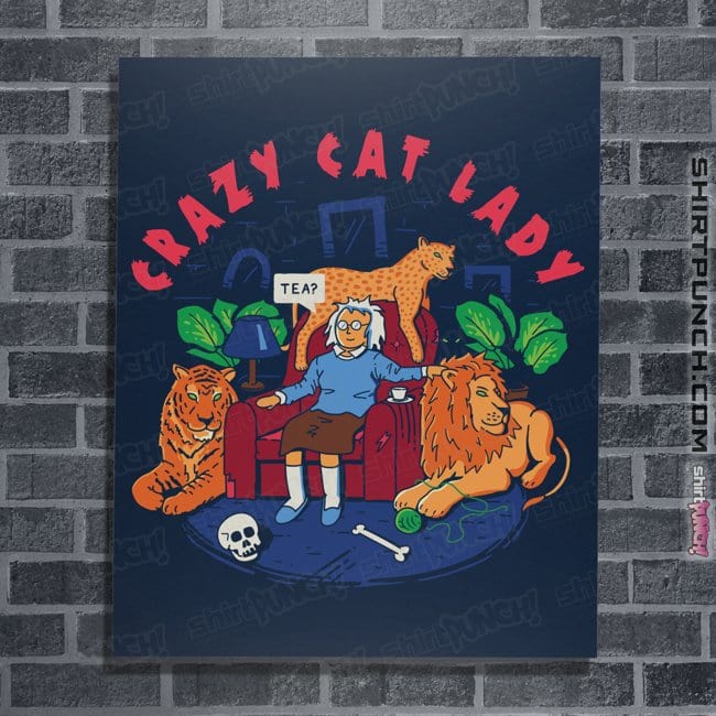 Secret_Shirts Posters / 4"x6" / Navy Crazy Cat Lady