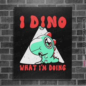 Shirts Posters / 4"x6" / Black Confused Dino