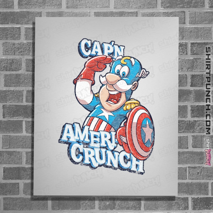 Shirts Posters / 4"x6" / White Cap'n AmeriCrunch