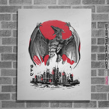 Load image into Gallery viewer, Shirts Posters / 4&quot;x6&quot; / White Fire Pteranodon Attack Sumi-e
