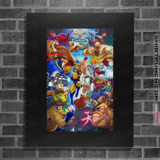 Shirts Posters / 4"x6" / Black X-Men VS Street Fighter