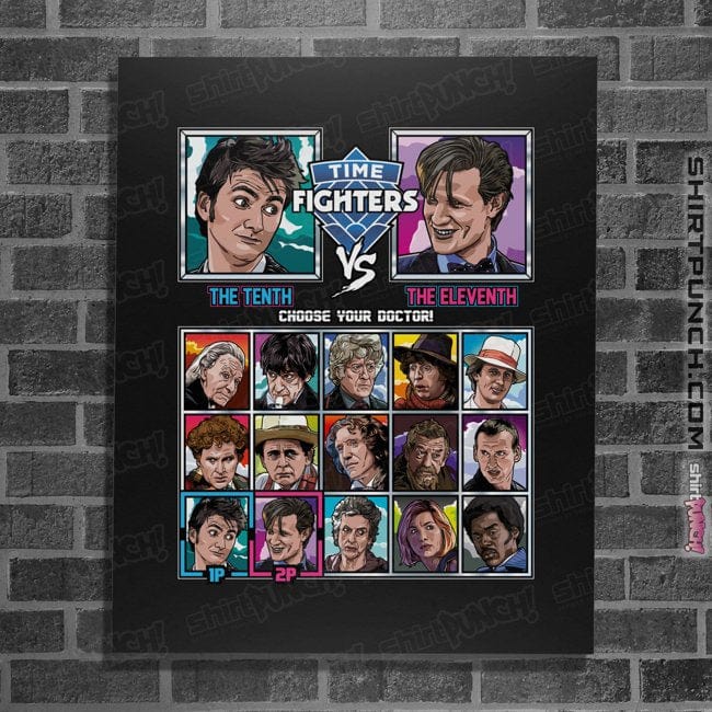 Daily_Deal_Shirts Posters / 4"x6" / Black Time Fighters 10th vs 11th