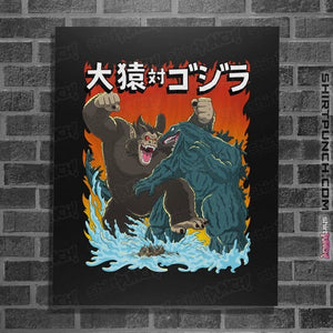 Daily_Deal_Shirts Posters / 4"x6" / Black Ozaru VS Gojira
