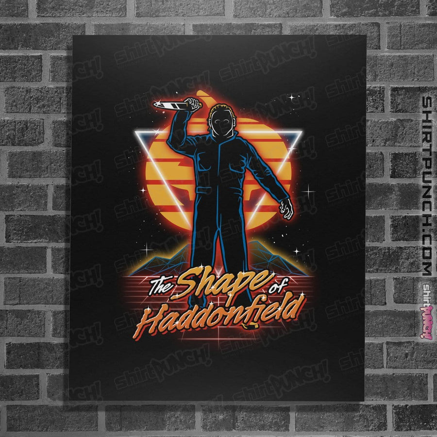 Shirts Posters / 4"x6" / Black Retro Haddonfield Shape