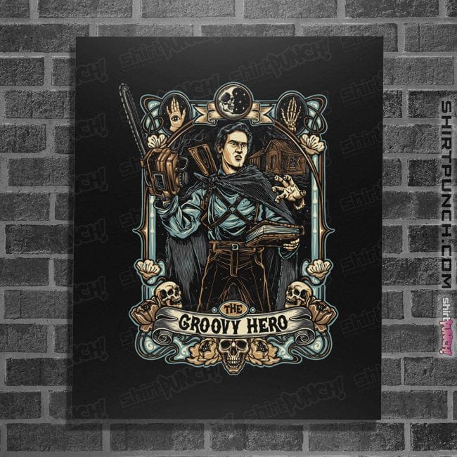 Daily_Deal_Shirts Posters / 4"x6" / Black The Groovy Hero