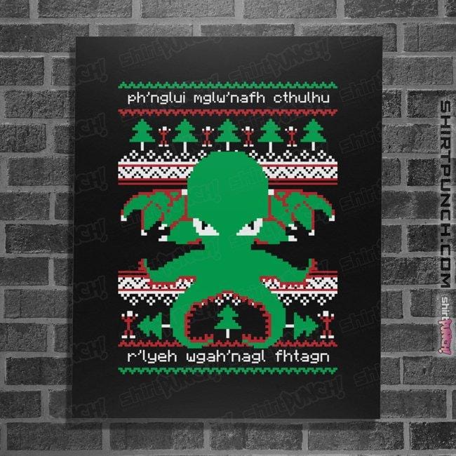 Shirts Posters / 4"x6" / Black Cthulhu Cultist Christmas