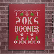 Load image into Gallery viewer, Shirts Posters / 4&quot;x6&quot; / Red OK Boomer Ugly Christmas Sweater
