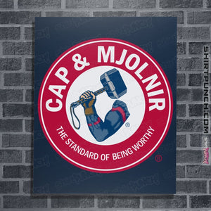 Shirts Posters / 4"x6" / Navy Cap And Mjolnir