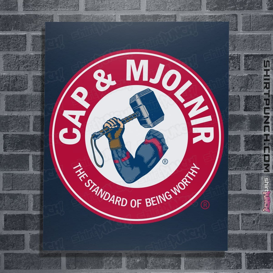 Shirts Posters / 4"x6" / Navy Cap And Mjolnir