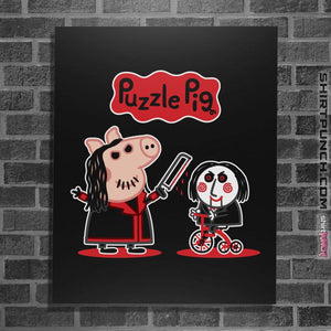 Shirts Posters / 4"x6" / Black Puzzle Pig