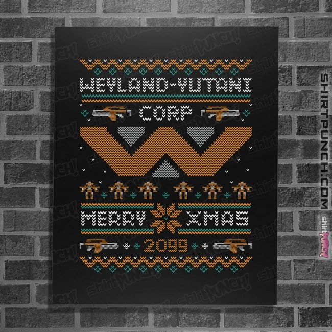 Daily_Deal_Shirts Posters / 4"x6" / Black Happy Alien Xmas