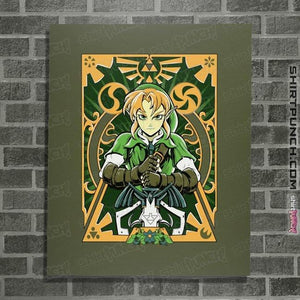 Daily_Deal_Shirts Posters / 4"x6" / Military Green Ocarina Link