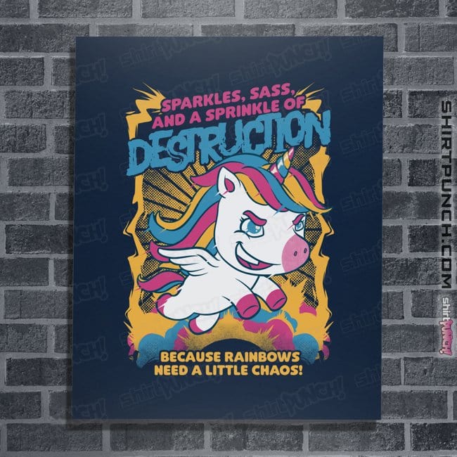 Secret_Shirts Posters / 4"x6" / Navy Unicorn Rainbows Destruction