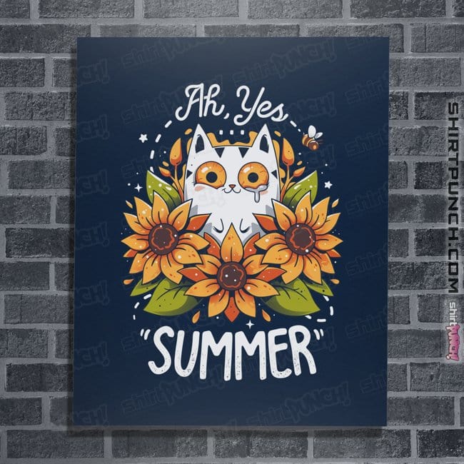 Daily_Deal_Shirts Posters / 4"x6" / Navy Summer Kitten Sniffles