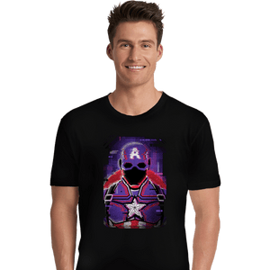 Shirts Premium Shirts, Unisex / Small / Black Glitch Captain America