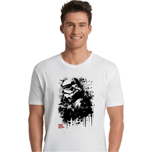 Daily_Deal_Shirts Premium Shirts, Unisex / Small / White Trooper In The Forest Sumi-e