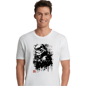 Daily_Deal_Shirts Premium Shirts, Unisex / Small / White Trooper In The Forest Sumi-e