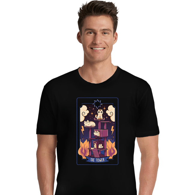 Daily_Deal_Shirts Premium Shirts, Unisex / Small / Black The Tower Cat Tarot