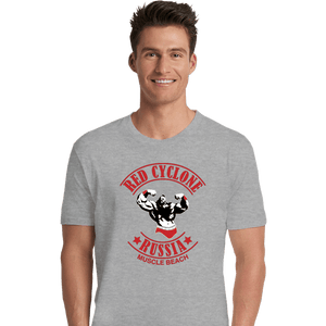 Shirts Premium Shirts, Unisex / Small / Sports Grey Red Cyclone Muscle Beach