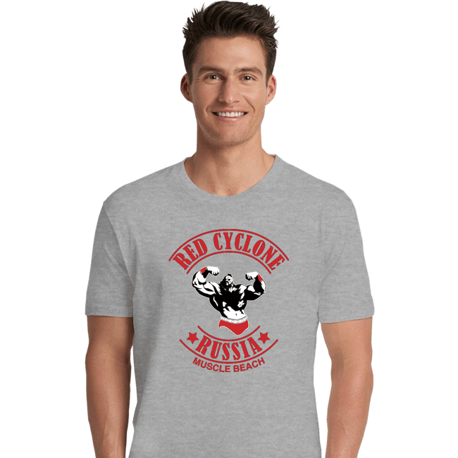 Shirts Premium Shirts, Unisex / Small / Sports Grey Red Cyclone Muscle Beach