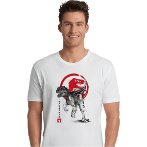 Secret_Shirts Premium Shirts, Unisex / Small / White Velociraptor Sumi-E