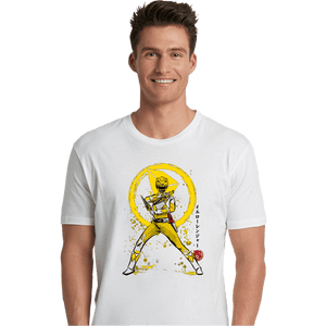 Shirts Premium Shirts, Unisex / Small / White Yellow Ranger Sumi-e
