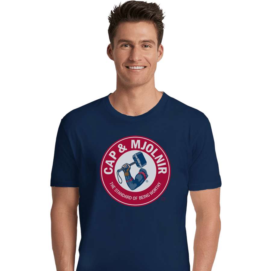 Shirts Premium Shirts, Unisex / Small / Navy Cap And Mjolnir
