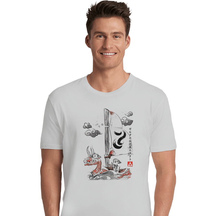 Shirts Premium Shirts, Unisex / Small / White Sailing With The Wind Sumi-e