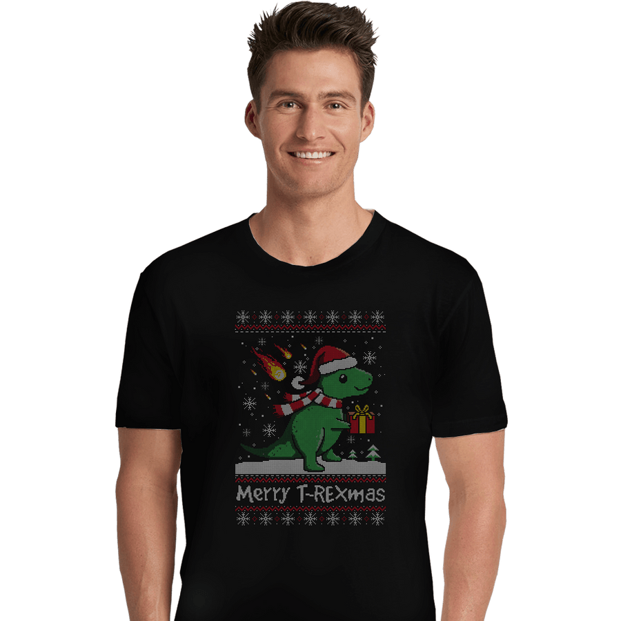 Shirts Premium Shirts, Unisex / Small / Black Merry T-Rexmas