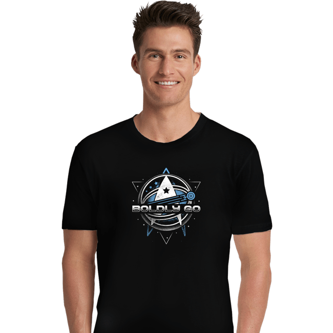 Shirts Premium Shirts, Unisex / Small / Black Boldly into Space