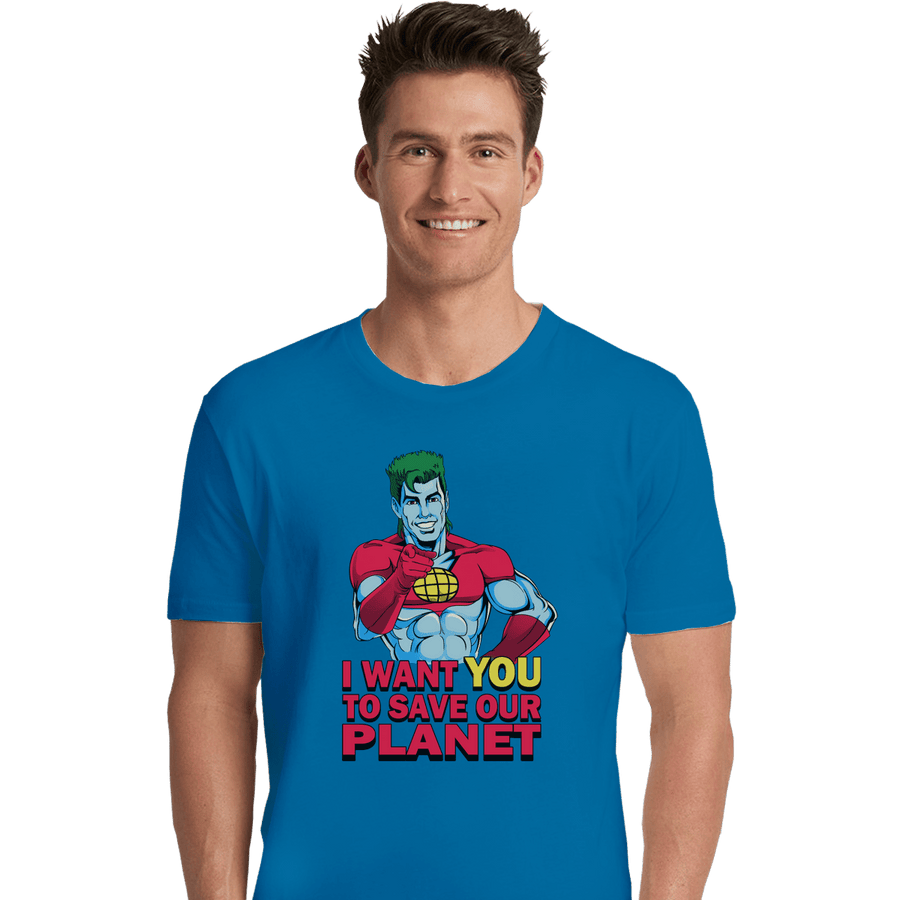 Shirts Premium Shirts, Unisex / Small / Sapphire Planeteer Call