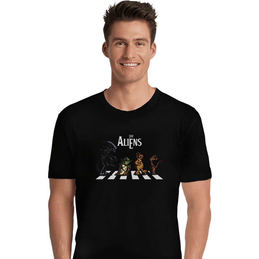 Shirts Premium Shirts, Unisex / Small / Black Aliens On Abbey Road