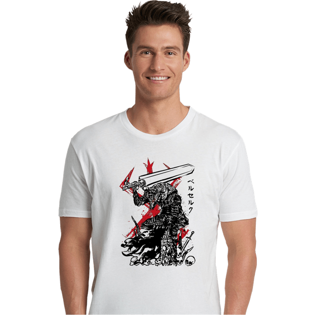 Daily_Deal_Shirts Premium Shirts, Unisex / Small / White Lone Swordsman sumi-e