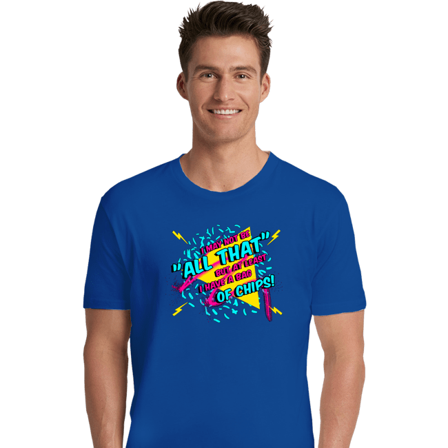 Shirts Premium Shirts, Unisex / Small / Royal Blue And a Bag of Chips