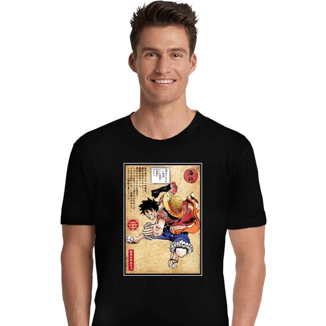 Secret_Shirts Premium Shirts, Unisex / Small / Black Straw Hat Captain Woodblock