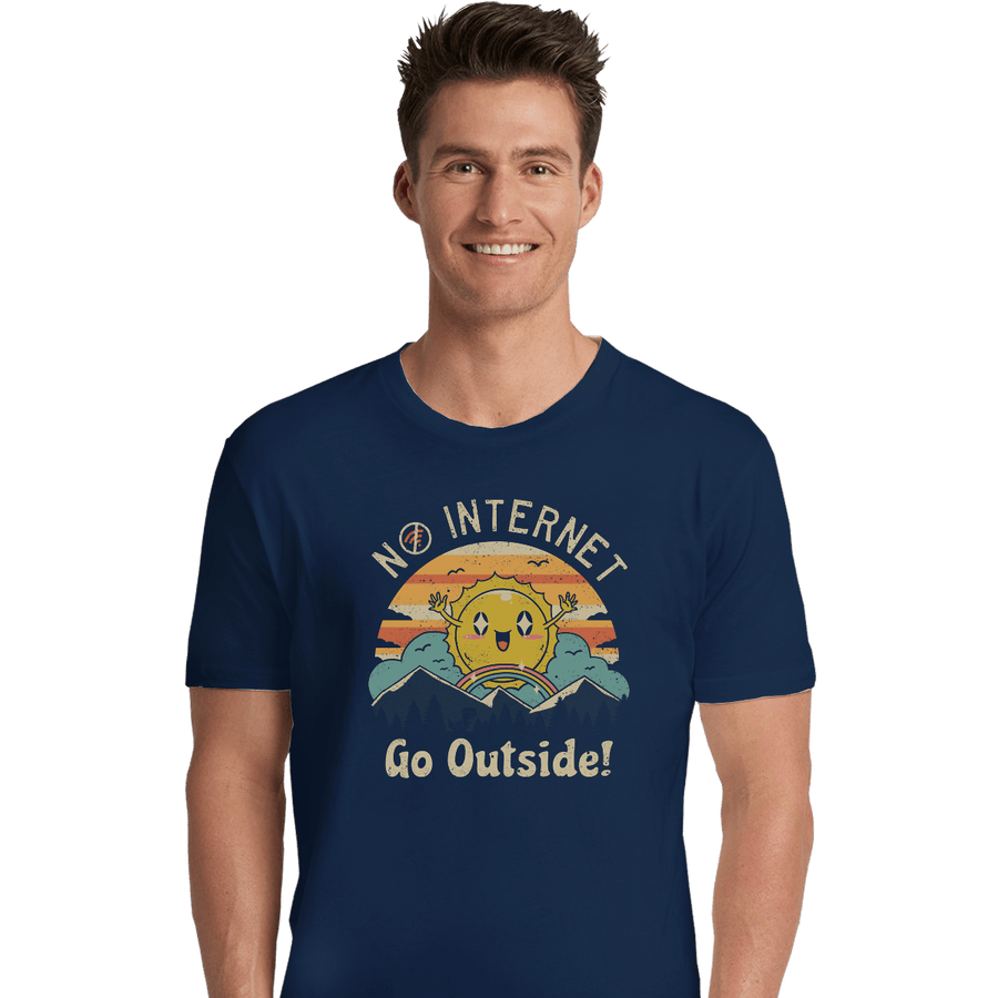 Shirts Premium Shirts, Unisex / Small / Navy No Internet! Go Outside!