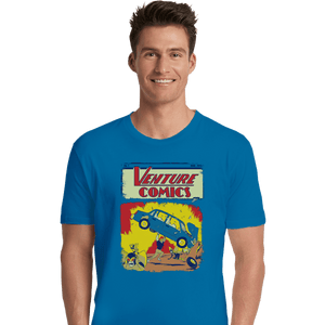 Shirts Premium Shirts, Unisex / Small / Sapphire Brock Action Comics