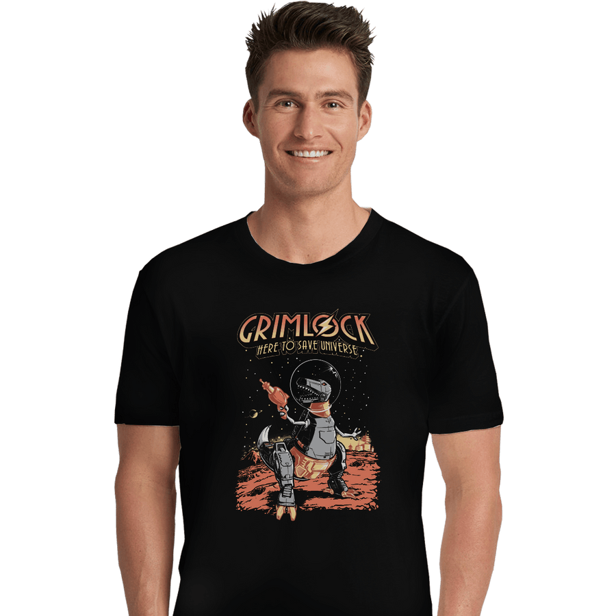 Shirts Premium Shirts, Unisex / Small / Black Space Pulp Robot Dinosaur Hero