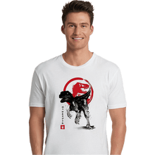 Load image into Gallery viewer, Shirts Premium Shirts, Unisex / Small / White Velociraptor sumi-e halftones
