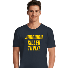 Load image into Gallery viewer, Daily_Deal_Shirts Premium Shirts, Unisex / Small / Dark Heather Janeway Killed Tuvix!
