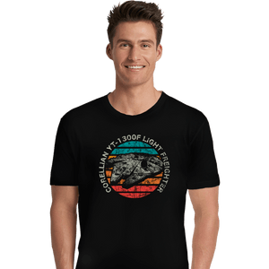 Shirts Premium Shirts, Unisex / Small / Black Retro Millennium Falcon Sun