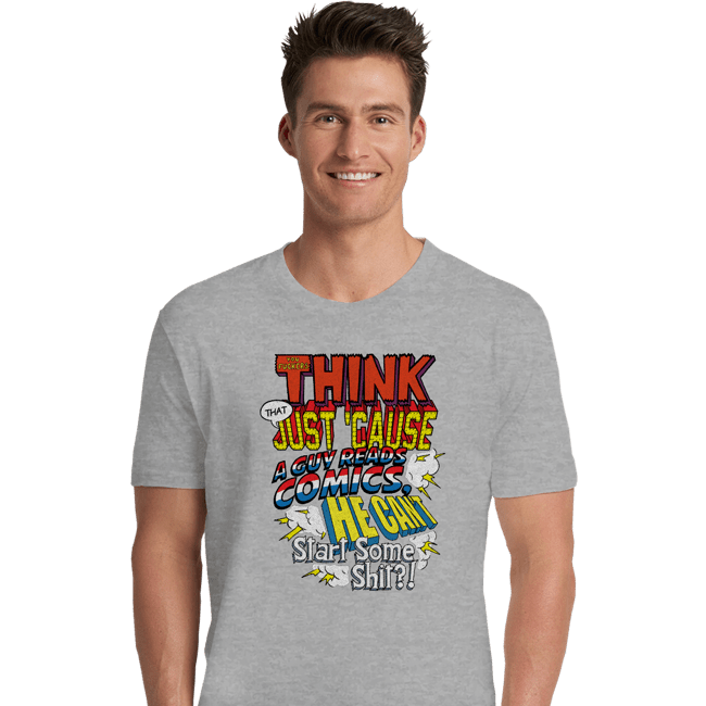 Daily_Deal_Shirts Premium Shirts, Unisex / Small / Sports Grey Just Cause A Guy Reads Comics