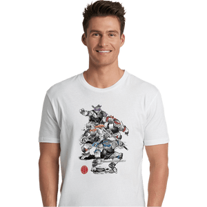 Daily_Deal_Shirts Premium Shirts, Unisex / Small / White Ninja Turtles Sumi-e
