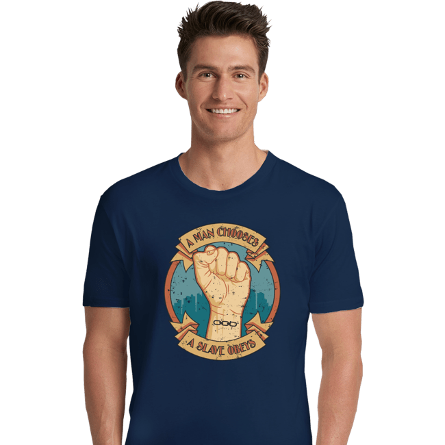 Shirts Premium Shirts, Unisex / Small / Navy A Man Chooses A Slave Obeys