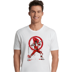 Daily_Deal_Shirts Premium Shirts, Unisex / Small / White Red Ranger Sumi-e